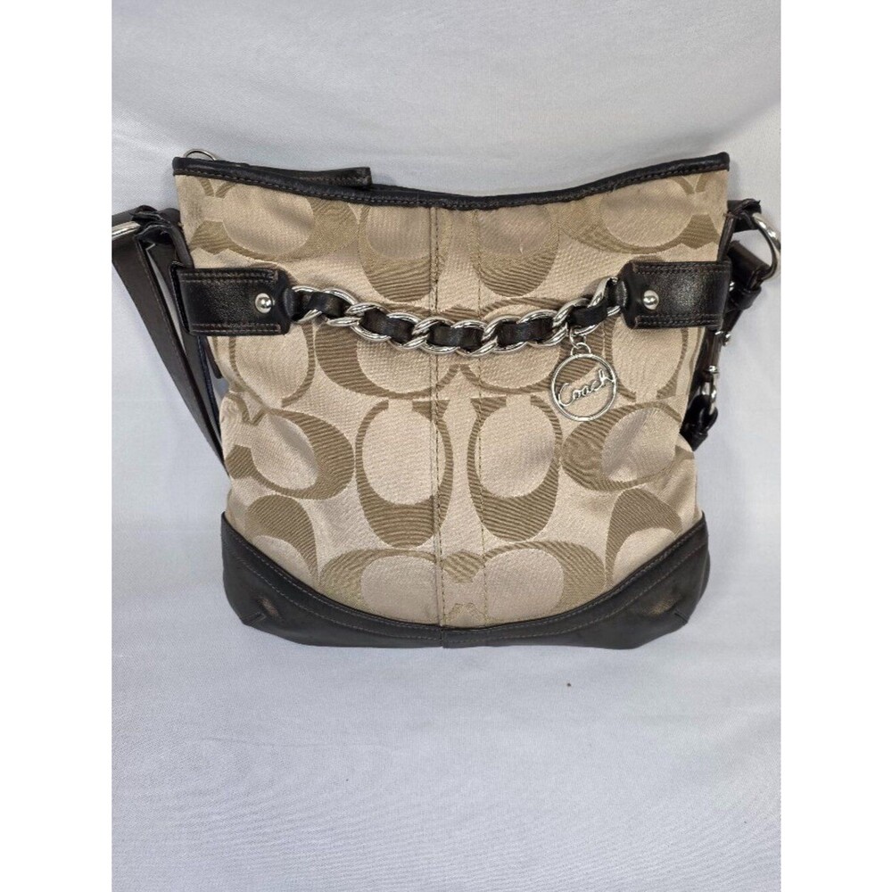 Coach Signature Sateen Brooke Shoulder Bag Crossbody – Khaki / Bronze F19730